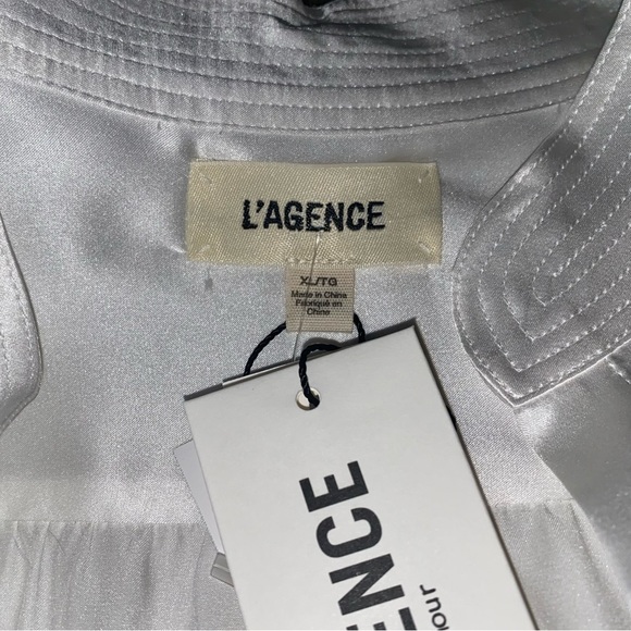 NWT💕L'AGENCE Bianca Silk Charmeuse Blouse in White Size XL - Picture 13 of 15